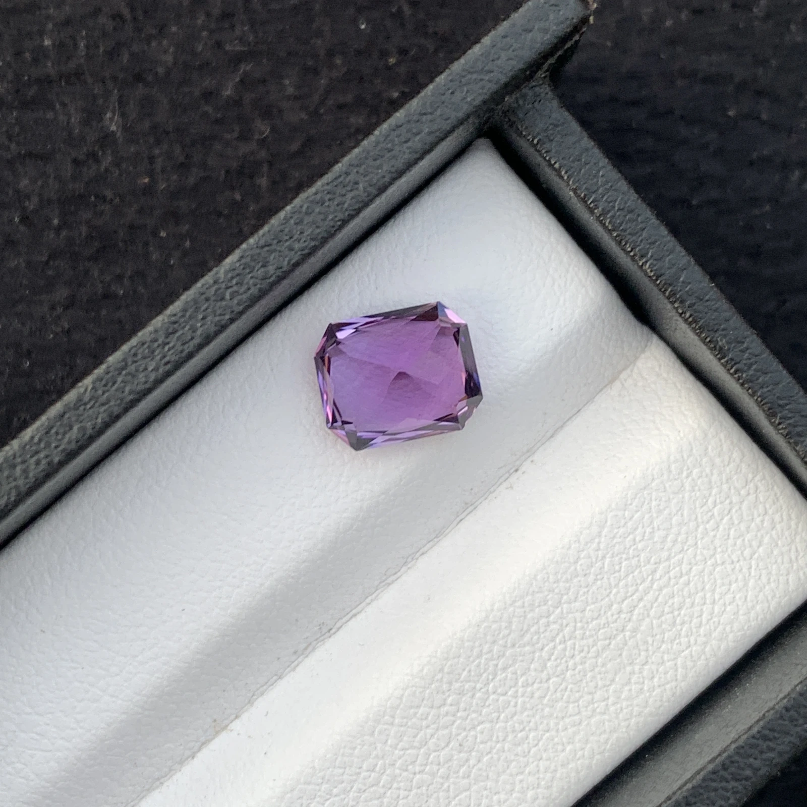 Natural Purple Amethyst 2.83 carat Faceted Cut Octagon Loose Gemstone — view 3